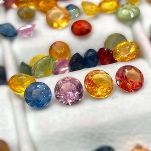Natural Multi Color Sapphires | 3-3.5 mm Round Faceted Sapphire 10 Pcs Wholesale - Picture 1 of 7