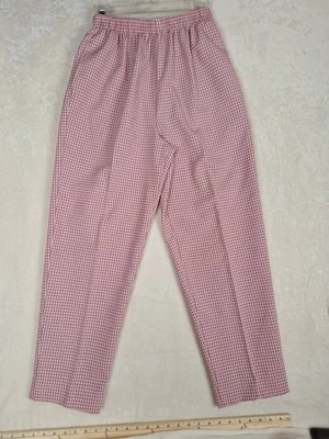 Bon Worth Pants Womens S Pink Check Elastic Straight Pull On Pockets Seersucker  - Image 1 of 4