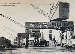 France Nantes Le Quai des Antilles Pier Electric Cranes 1910s Litho postcard - Picture 1 of 3
