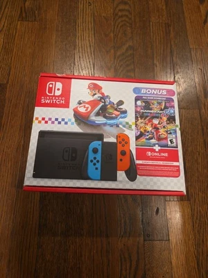 Nintendo Switch Mario Kart 8 Deluxe Paquete Descarga de Juego Azul Neón y Rojo Joy-Con Foto 1 de 4