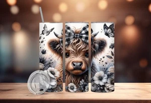 20 Oz. Highland Cow Floral Stainless Steel Tumbler - Picture 1 of 1