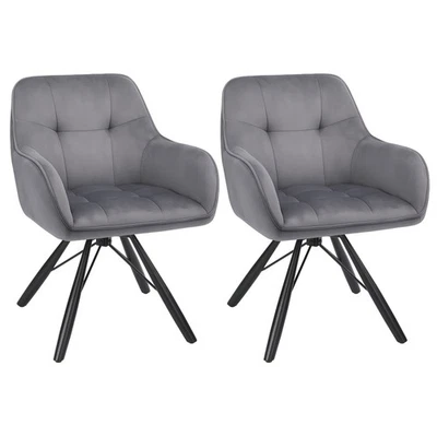 2er Set Esszimmerstühle Küchenstühle Samtstühle Home Drehstuhl Schreibtischstuhl - Bild 1 von 4