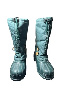 Sorel Women’s Tall Snow Boots Size 6 Dark Green Nylon Waterproof - Picture 1 of 10