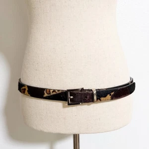 Cinturón de cuero con retazos de pelo de becerro leopardo negro marrón talla L - Imagen 1 de 9