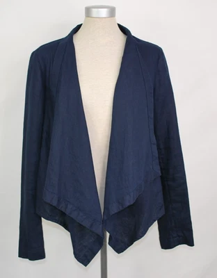 Monsoon Navy Blue Waterfall 100% Linen Jacket- Woman's UK 12 - Image 1 of 4