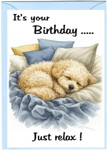 Maltipoo Doodle Cockapoo (4"x 6") Birthday Card (Blank inside) by Starprint - Picture 1 of 1
