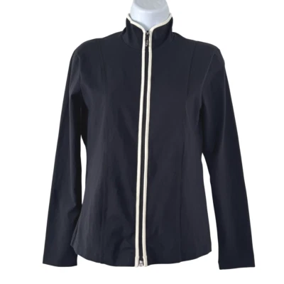 Chaqueta Blue Fish para mujer talla 2 negra blanca cremallera completa elástica nueva con etiquetas CJ-2030 Foto 1 de 4