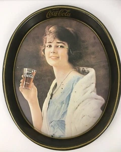 1973 Getränk Coca-Cola Coke oval Metall Serviertablett Memorabilia 1923 Werbung - Bild 1 von 12