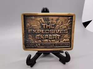 Vintage The Explosives Expert Atlas Powder Company Belt Buckle Brass Made In USA - Picture 1 of 7