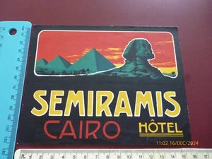 SEMIRAMIS HOTEL CAIRO LUGGAGE/SUITCASE STICKER/DECAL/LABEL TRAVEL/HOLIDAY - Picture 1 of 2