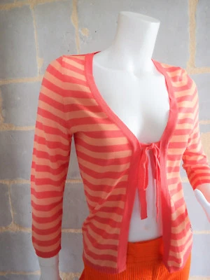 Gilet d'été Inès de la Fressange Taille 42 Rayures ton sur ton saumon rosé - Photo 1/4