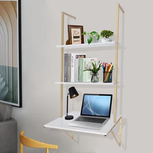 Wall Mounted White Computer Laptop Office Shelve Folding Standing Desk NEW USA - Picture 1 of 12