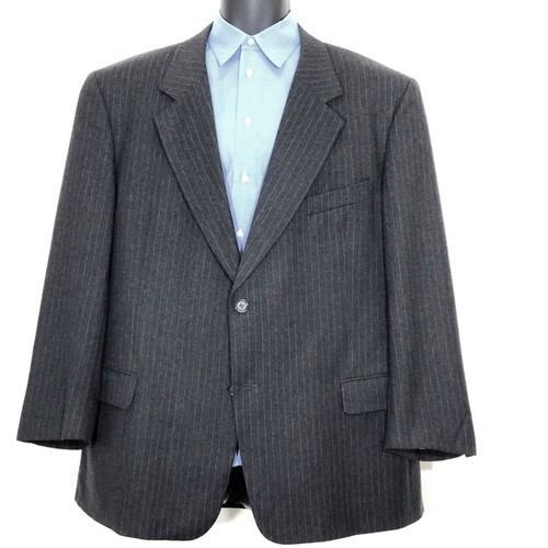 Cappotto sportivo Valentino Uomo taglia 48R grigio marrone gessato 2 bottoni completamente foderato