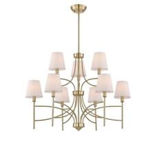 Millau Collection 9-Light Satin Gold Chandelier w/ Fabric Shade by World Imports