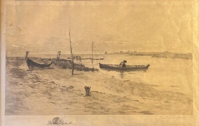 Original Signed Etching James Fagan 1864 to 1918 Oyster Clam 18x13 19th Century - Image 1 of 4