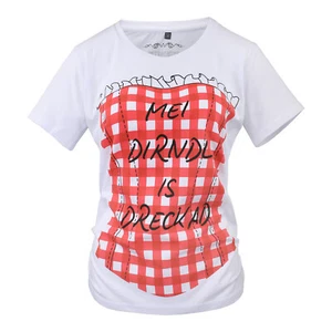 Camiseta tradicional blusa tradicional mujer mei Dirndl is Dreckad blanco algodón refrán - Imagen 1 de 4