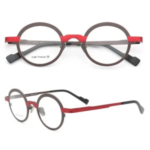 Monture de lunettes ronde pleine monture en métal pur hommes femmes lunettes rétro légères - Photo 1/10