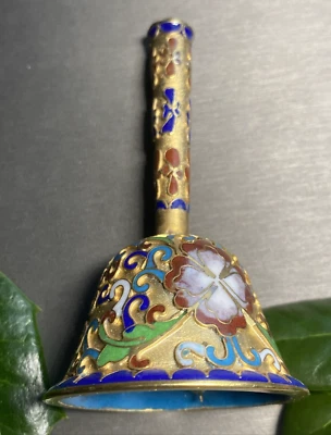 Vintage Hand Bell Cloisonne Enamel Hand-Crafted Estate Decor Gold Plated - Image 1 of 4