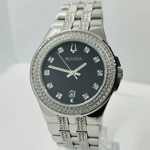 Reloj para hombre Bulova cristal plateado acero inoxidable 42 mm esfera negra 96K102 - Imagen 1 de 8