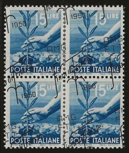 1950 Trieste A (AMG-FTT) -15 l. quartina Fiera di Trieste soprastampa varietà MH - Foto 1 di 2