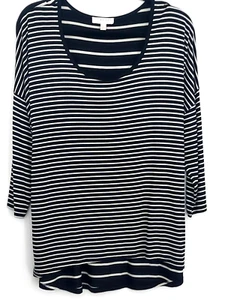 NEW KENAR Woman Tunic Top Stylish Striped Black/White Long Sleeve Easy Care XL - Picture 1 of 6