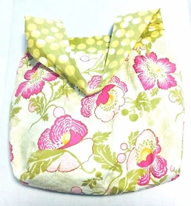 Reversible Durable Cotton Tote/Travel Bag, Floral/Dots Shopping Market Beach - Picture 1 of 9