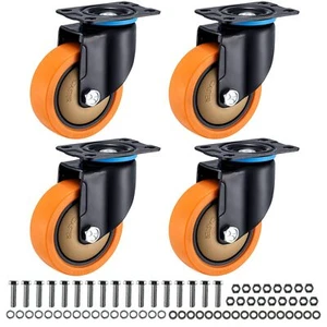 4'' Plate Casters Wheels Heavy Duty Swivel Rotatable Castors Furniture Wheels... - Picture 1 of 5