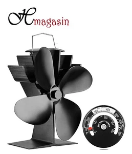 4 blade Stove Fan - Eco Heat Powered for Wood/Log Burner or just Thermometer - Picture 1 of 9