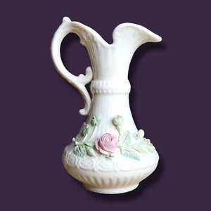 Vaso irlandese Belleek Aberdeen brocca Ewer Irlanda fiori cresciuti - Foto 1 di 8