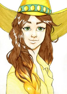 Cowgirl marker illustration 9 x 12 - Picture 1 of 1
