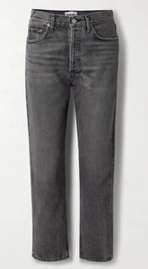 Agolde Distressed Black Jeans Size 25 Upscale Luxury High End - Picture 1 of 6