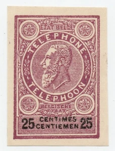Belgien Telefonmarke 25c lila-braun - PP - Bild 1 von 1