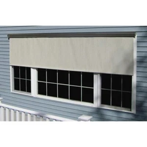 Bali Essential Horizontal Exterior Roll-Up Shade 78"X84" Top Down Vinyl Charcoal - Picture 1 of 5