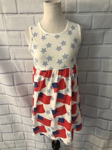 Girls Sunshine Swing Dress Sz 10 American Flag Stars Red White Blue 4th July - Picture 1 of 6