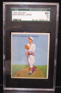 Byrne (Bernie) James #208 Baseball Card Goudey 1933 Graded SGC 5 New York Giants