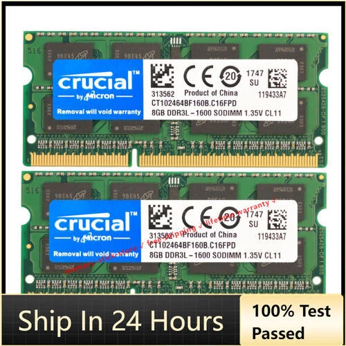 CRUCIAL 8GB DDR3L 1600 PC3-12800 Laptop SODIMM 204-Pin Memory RAM DDR3L 1x 8G - Image 1 of 4
