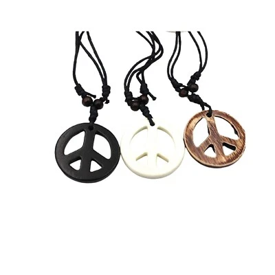 Collar colgante hippie signo amor paz 3 piezas cadena cuerda resina paz p... Foto 1 de 4