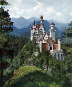 Deutschland Neuschwanstein altes Autochrom auf Papier von Hans Hildenbrand 1910 - Bild 1 von 3