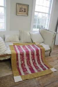 Antiguo edredón chinoiserie francesa seda damasco siglo XVIII textil Provenza - Imagen 1 de 12