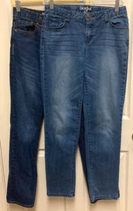 LOT of 2 Boys Blue Stretch Denim Skinny Jeans- Old Navy + Cat & Jack (Size 16) - Picture 1 of 7