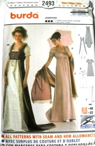 Empire Waist Gown w/ Train Josephine Costume Size 10-22 Burda 2493 SewingPattern - Picture 1 of 2