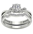 Bridal Anniversary Ring Set SI1 G 1.00 Ct Natural Round Diamond 14K White Gold