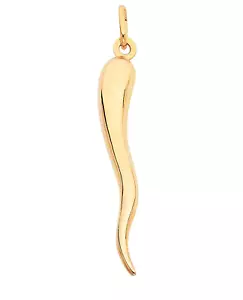 14K GELBGOLD HOHL 3-D CORNICELLO ITALIENISCHES HORN ANHÄNGER VIEL GLÜCK CHARM 1,7 g - Bild 1 von 2