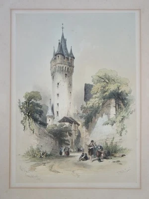 Old Tower - T.M.R. kol. Lithographie Eschenheimer Turm Frankfurt am Main 1837 - Bild 1 von 4