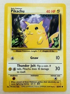 Pikachu 58/102 - Yellow Cheeks - VINTAGE WOTC POKEMON KARTE - Base Set - NM/LP - Bild 1 von 3