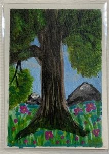 ACEO "Happy Day" Acryl Aquarell Original Kunstkarte Nellis 2,5" x 3,5" - Bild 1 von 2