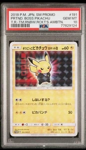 PSA 10 Pokemon Card Pretend Boss Pikachu 191/SM-P Team Rocket Promo Japanese - Picture 1 of 4