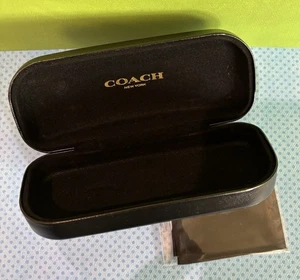 COACH Clamshell Black Leather Hard Eyeglass/Sunglasses Case and Cleaning Cloth - Picture 1 of 5