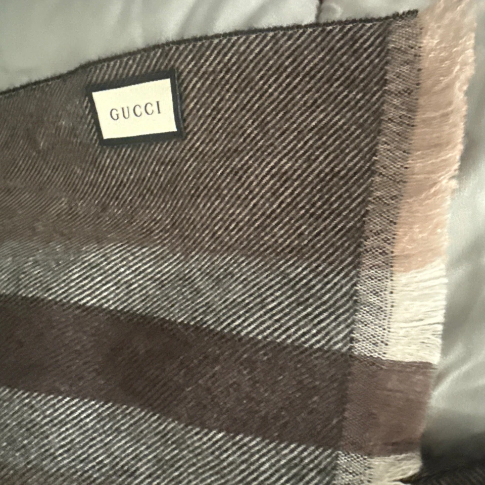 GUCCI Bufanda Lana BRW Patrón Total Mujer 165903 Usado Foto 1 de 4