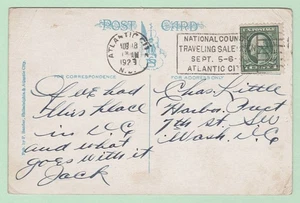 #462 ATLANTIC CITY PPC Slogan "NATIONAL COUNCIL/ TRAVELING SALESMEN/ SEPT 5-6-7" - Picture 1 of 3